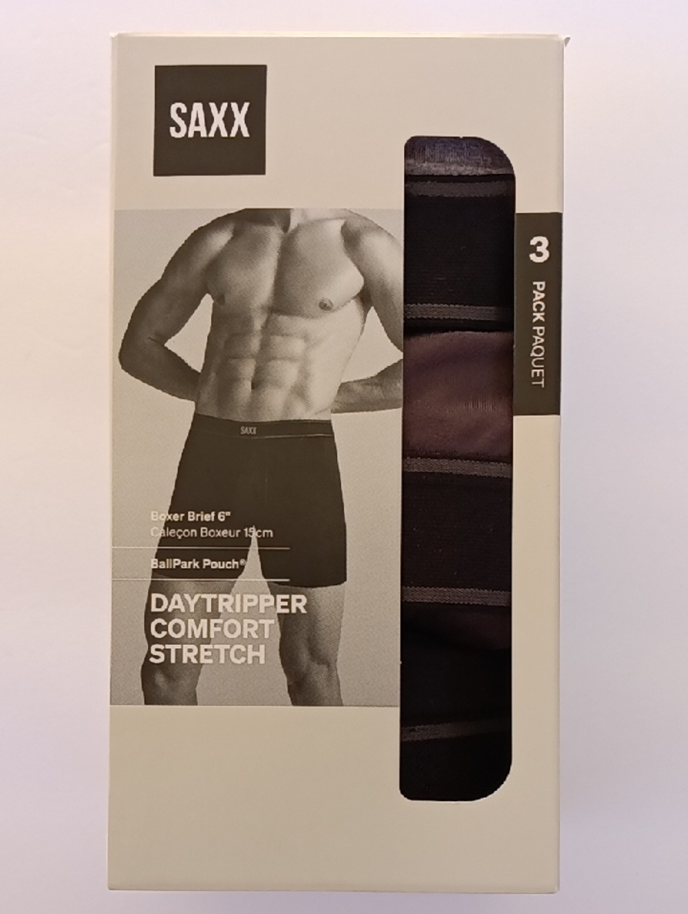 NWT 3 Pack SAXX Day Tripper Comfort Stretch Boxer Brief 6" Size Medium